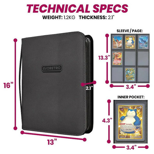 Evoretro 3541 Shield+ Toploader Binder: Black