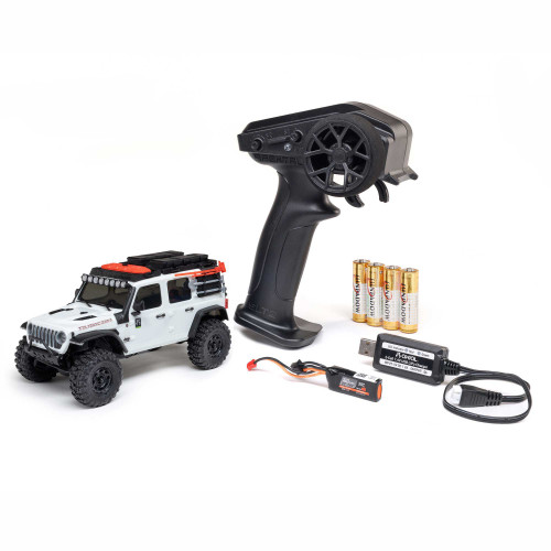 AXIAL AXI2261T2 1/30 SCX30 Jeep Wrangler JLU 4X4 RTR Brushed Rock Crawler (Battery & Charger Included), White