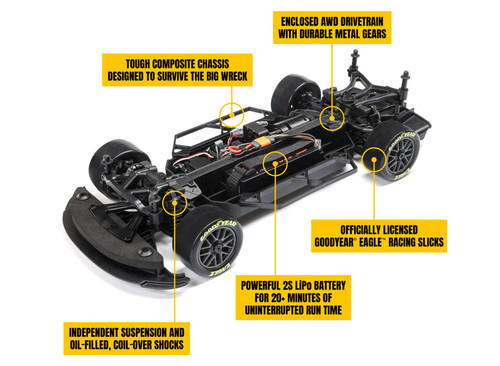 LOSI LOS1122512 1/12 NASCAR RC Race Car Ryan Blaney No. 12 2025 Advance Auto Ford Mustang 2S AWD RTR Brushed On-Road Battery & Charger included, Black