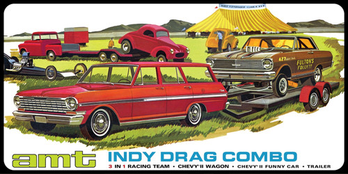 AMT1520: Indy Drag Combo (Chevy II Wagon Funny Car and Trailer