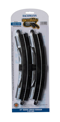 Bachmann 44429 HO 18" Radius Curved Rerailer Steel Alloy Track w/ Black Roadbed