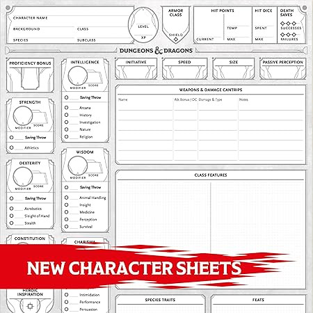 Wizards of the Coast D3898000 Dungeons and Dragons RPG 2024 Character Sheets (50 Pack)