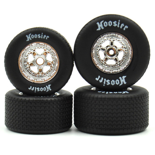 1RC Racing 1RC5534 FR/RR Tires & Wheels, Silver Chrome, 1/18 EDM (4)