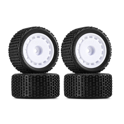INJORA MBT02-WH White Pre-mounted Pin Buggy Tires & Wheels for 1/28 Losi Micro-T