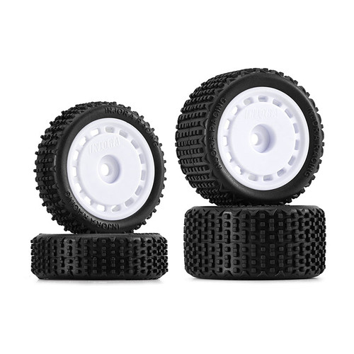INJORA MBT01-WH White Pre-mounted Pin Buggy Tires & Wheels for 1/24 Losi Micro-B
