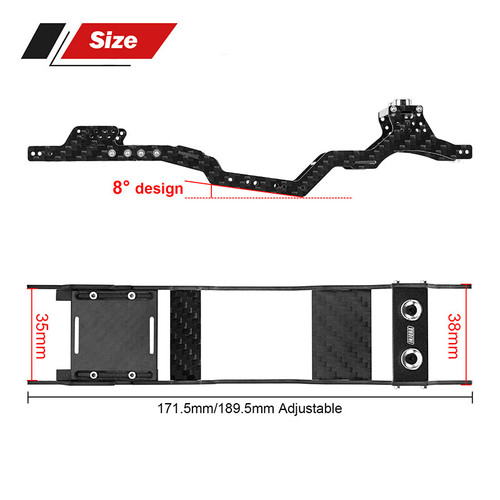 INJORA SCX24-182 Universal LCG Carbon Fiber Chassis Frame Kit for 1/24 SCX24 Upgrade