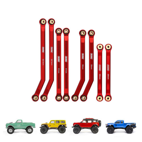 INJORA SCX24-71RD Red Aluminum High Clearance 4 Links Set for SCX24 C10 JLU Bronco Base Camp 4Runner 8PCS