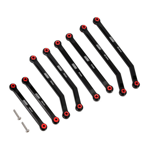 INJORA SCX24-71BK Black Aluminum High Clearance 4 Links Set for SCX24 C10 JLU Bronco Base Camp 4Runner 8PCS