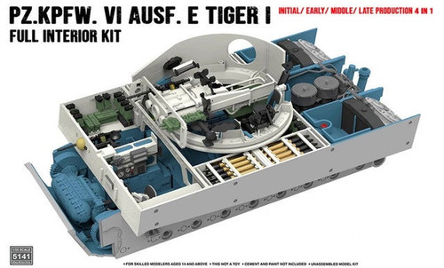 Rye Field Models 5141 Tiger I interior kit: Initial/ Early/ Mid/ Late 1/35 Scale Model Kit