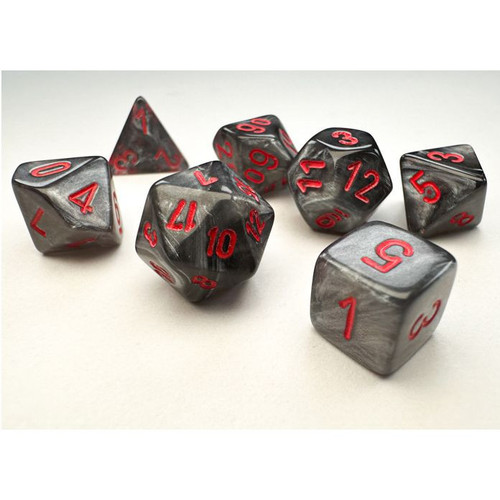 Chessex 20478 Velvet Mini-hedral Black/red 7-Dice Set
