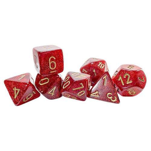 Chessex 22504 Glitter Mega-hedral Ruby/gold 7-Dice Set