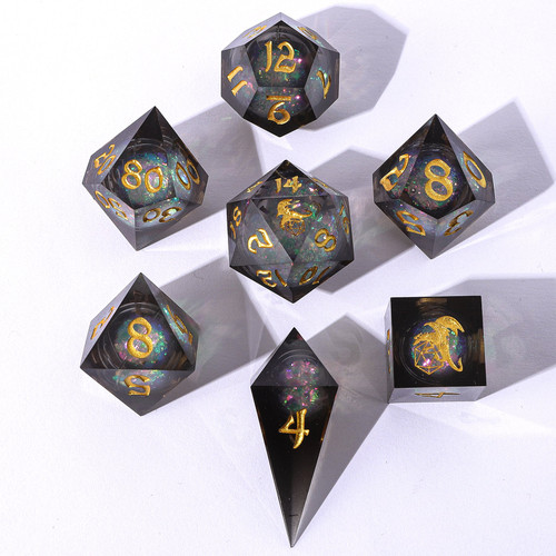 Hymgho BRR040 Sharp Edge Liquid Core RPG Dice Set - Cursed Eclipse