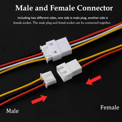 Hobbywurks HBYC2034 JST XH 2.54mm 3 Pin Male/Female Connector Pair, 2 Pieces