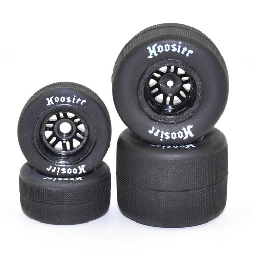 1RC Racing 1RC5580 FR/RR Tires & Black Wheels, 1/18 Asphalt Sprint Car (4)