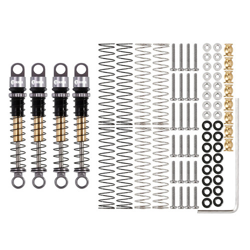 INJORA SCX24-27GL-4 43mm Grey Aluminum Threaded Double Barrel Shocks Dampers for Axial SCX24