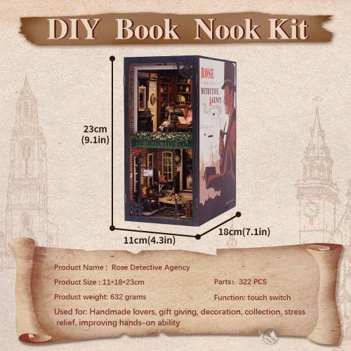 CuteBee SZ02B Rose Detective Agency DIY Book Nook