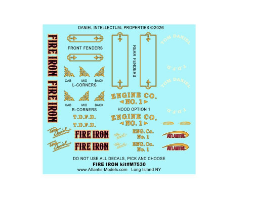 Atlantis Model M7530 Tom Daniel Fire Iron Old Time Fire Engine Show Rod 1/24 Scale Model Kit
