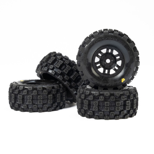 ProLine PRO1034010 Badlands MX F/R MTD 12mm Black Split Six 4 for ARRMA MOJAVE GROM