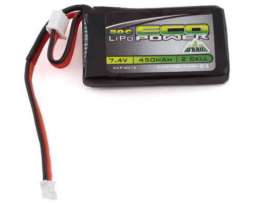 EcoPower ECP4015 Trail SCX24 2S 30C LiPo Battery w/PH2.0 Connector 7.4V/450mAh