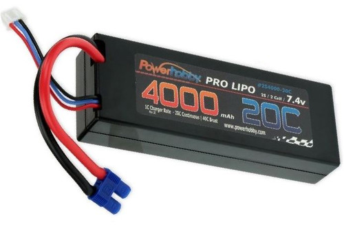 PowerHobby PHB2S400020CEC3 2S 7.4V 4000mAh 20C LiPo Battery Pack w/ EC3 Plug Hard Case