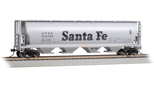 Bachmann 19102 HO Canadian 4 Bay Cylindrical Grain Hopper, Santa Fe #314783