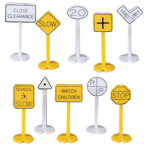 Bachmann 42204 HO Railroad & Street Signs, 24 Pieces