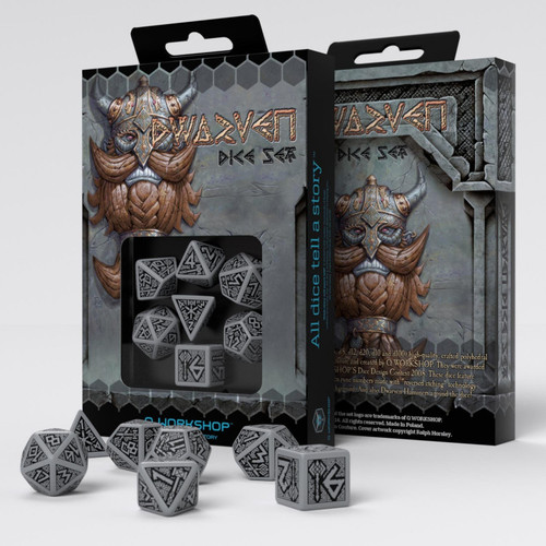 Q Workshop SDWA03 Dwarven Dice Set Gray & Black
