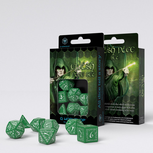 Q Workshop SELV03 Elvish Dice Set Green & White