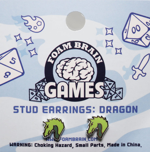 Foam Brain Games 0865 Stud Earrings: Dragon