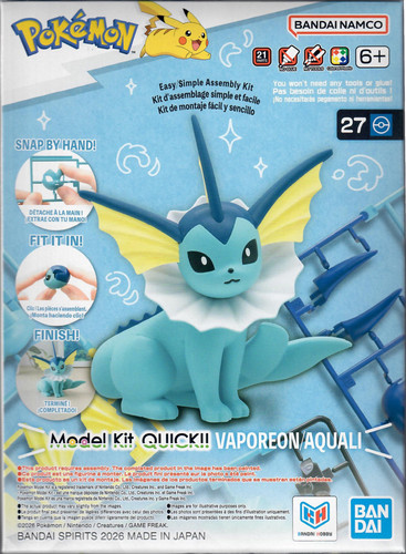 Bandai 2857776 Pokemon #27 Vaporeon Model Kit QUICK!