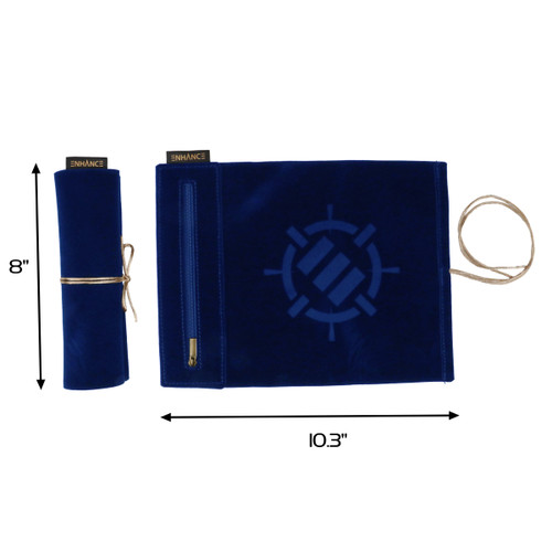 Enhance Gaming ENTTDRS100BLEW Roll on a Scroll - Dice Rolling Mat & 7 Piece Acrylic Dice Set - Blue