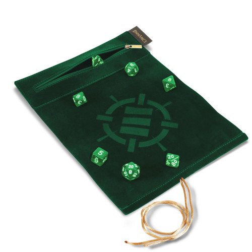 Enhance Gaming ENTTDRS100GNEW Roll on a Scroll - Dice Rolling Mat & 7 Piece Acrylic Dice Set - Green