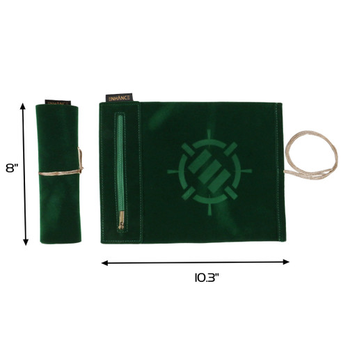 Enhance Gaming ENTTDRS100GNEW Roll on a Scroll - Dice Rolling Mat & 7 Piece Acrylic Dice Set - Green