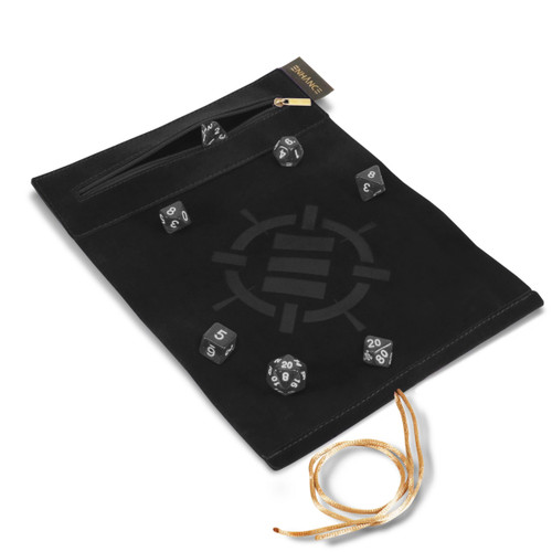Enhance Gaming ENTTDRS100BKEW Roll on a Scroll - Dice Rolling Mat & 7 Piece Acrylic Dice Set - Black