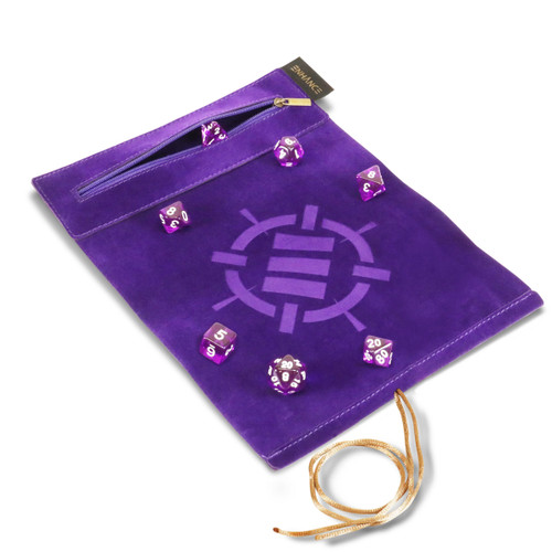 Enhance Gaming ENTTDRS100PREW Roll on a Scroll - Dice Rolling Mat & 7 Piece Acrylic Dice Set - Purple