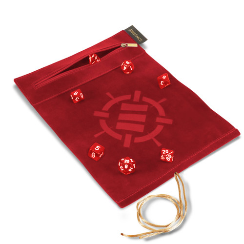 Enhance Gaming ENTTDRS100RDEW Roll on a Scroll - Dice Rolling Mat & 7 Piece Acrylic Dice Set - Red