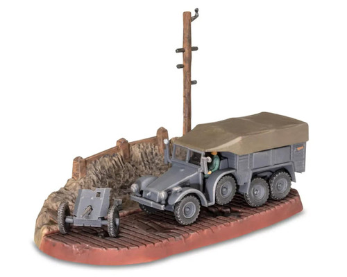 Revell RMX73344 German Military Truck & Artillery Trailer 1/76 Scale Model Kit w/Paint, Brush & Cement