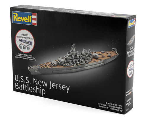 Revell RMX 75183 USS New Jersey Battleship 1/1200 Scale Model Kit w/Paint, Brush & Cement