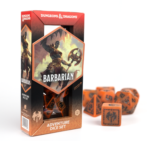 Sirius Dice SDZ2002-08B Dungeons and Dragons Adventure Dice - Barbarian: Orange