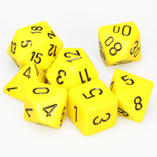 Chessex 25402 Opaque Yellow/Black Polyhedral 7-Dice Set