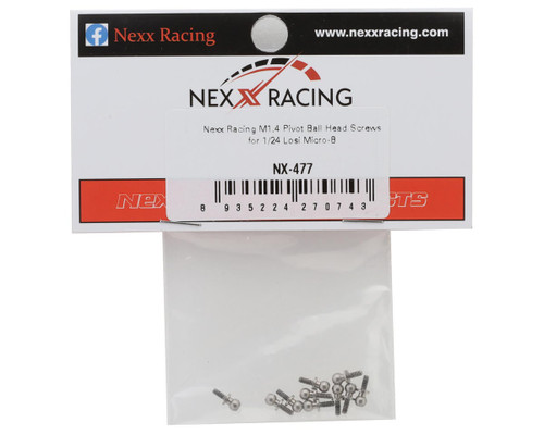NEXX Racing NX-477 Losi Micro-B 1.4mm Hex Head Pivot Balls, 10
