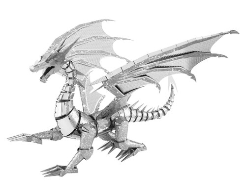 Metal Earth ICX023 Premium Series ICONX Silver Dragon 3D Metal Model Kit