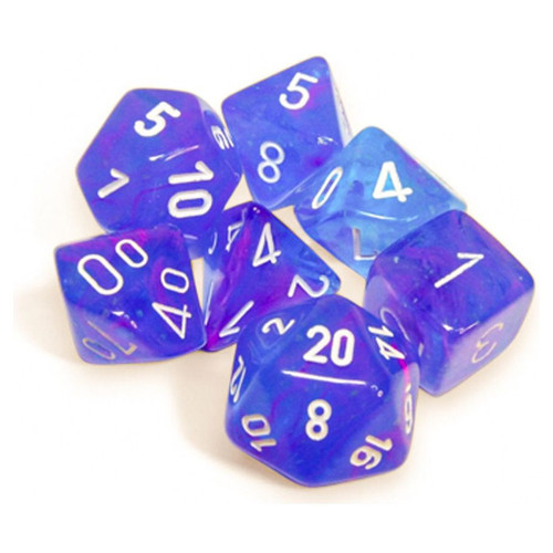 Chessex 27567 Nebula Aura/White Luminary Polyhedral 7 Dice Set
