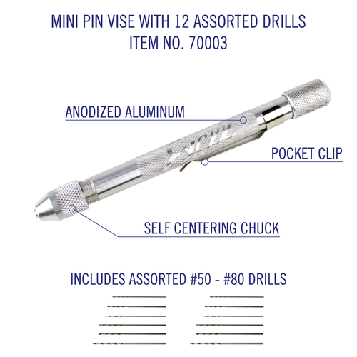 Excel Blades 70003 Mini Pin Vise with 12 Assorted Drills