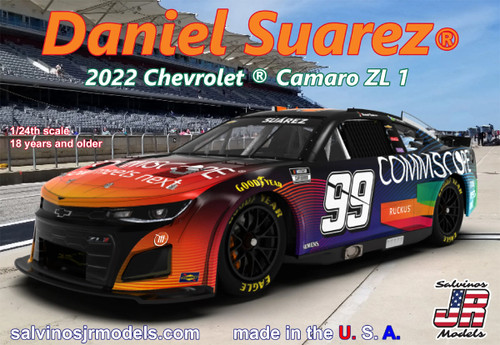 Salvinos JR Models THC2022DSP Trackhouse Racing 2022 #99 Commscope Chevrolet Camaro Driven by Daniel Suarez 1/24 Scale Model Kit Salvinos JR Models THC2022DSP Trackhouse Racing 2022 #99 Commscope Chevrolet Camaro Driven by Daniel Suarez 1/24 Scale Model Kit
