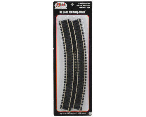 Atlas Model Railroad 833 HO Code 100 18" Radius Curve Track Section 6 Pack