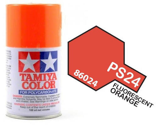 Tamiya 86024 PS-24 Fluorescent Orange Lexan Spray 100ml