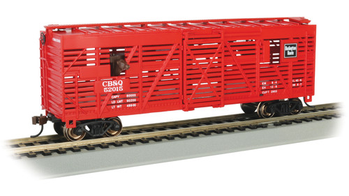 Bachmann 19710 HO 40' Animated Stock Car - CB&Q #52025 with Cattle Bachmann 19710 HO 40' Animated Stock Car - CB&Q #52025 with Cattle