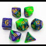 Critical Hit Collectibles Green/Purple Set of 7 Fusion Polyhedral Dice w/ Gold Numbers for D20 Based RPG's