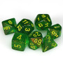 Chessex 27565 Borealis Maple Green/Yellow Polyhedral 7-Dice Set